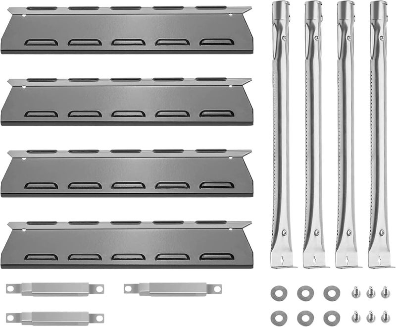 JCLMER Grill Replacement Parts for Kenmore 146.34611410, 146.16198211, 146.23679310, 146.16142210, 146.46365610, 146.23673310,146.46372610 Gas Grill, Porcelain Steel Heat Plate Shield,Burner Tube Repair Kit - Image 1
